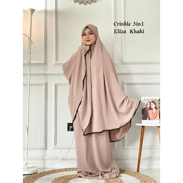 Mukena Crinkle 3in1 Eliza Jumbo Syari Traveling Umroh