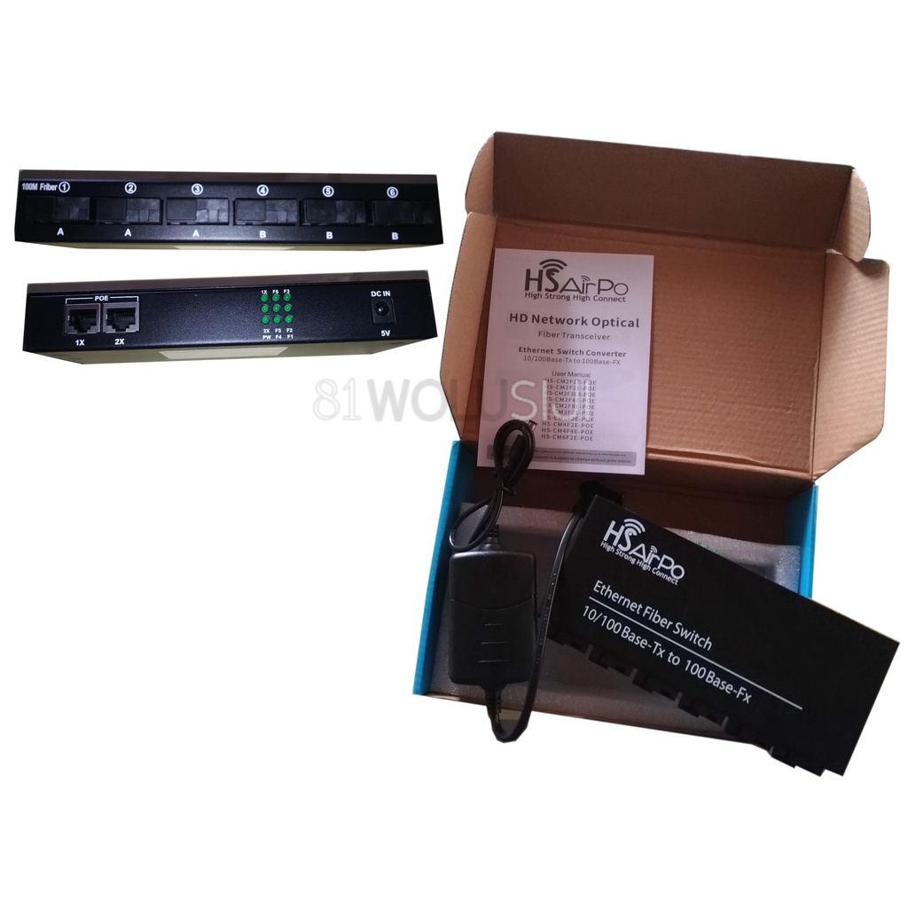 Media Converter HSAirpo CM6F2E 10/100Mbps PoE Support