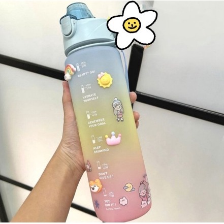 BOTOL MINUM VIRAL 1 L FREE STIKER DAN SEDOTAN BOTOL MINUM MOTIVASI 1 LITER BOTOL VIRAL