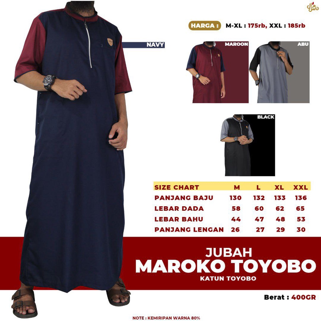 JUBAH PRIA MODEL MAROKO BAHAN TOYOBO