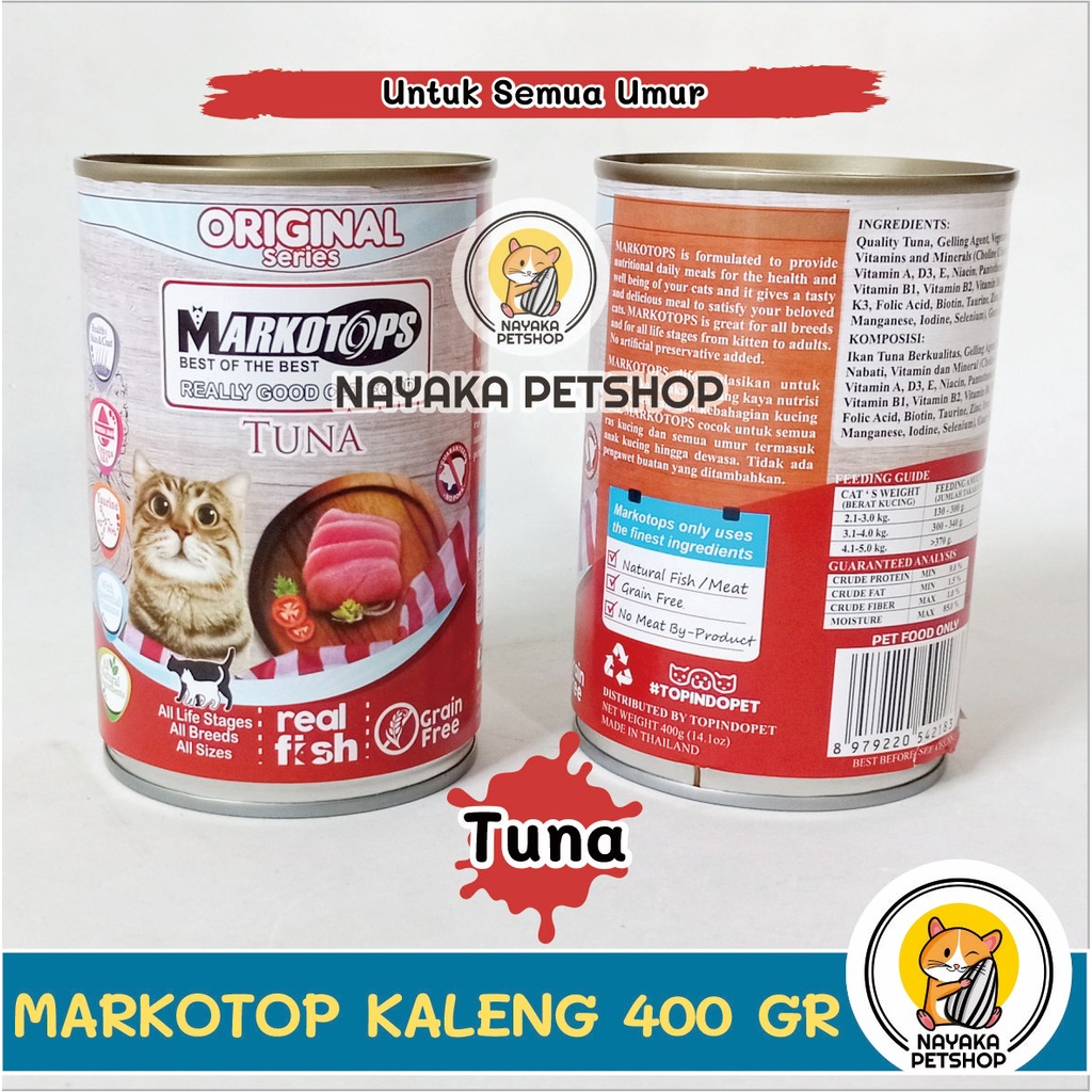 Markotops Kaleng 400 gr Adult Tuna Makanan Kucing Basah Pakan Wet Food Original Series Markotop