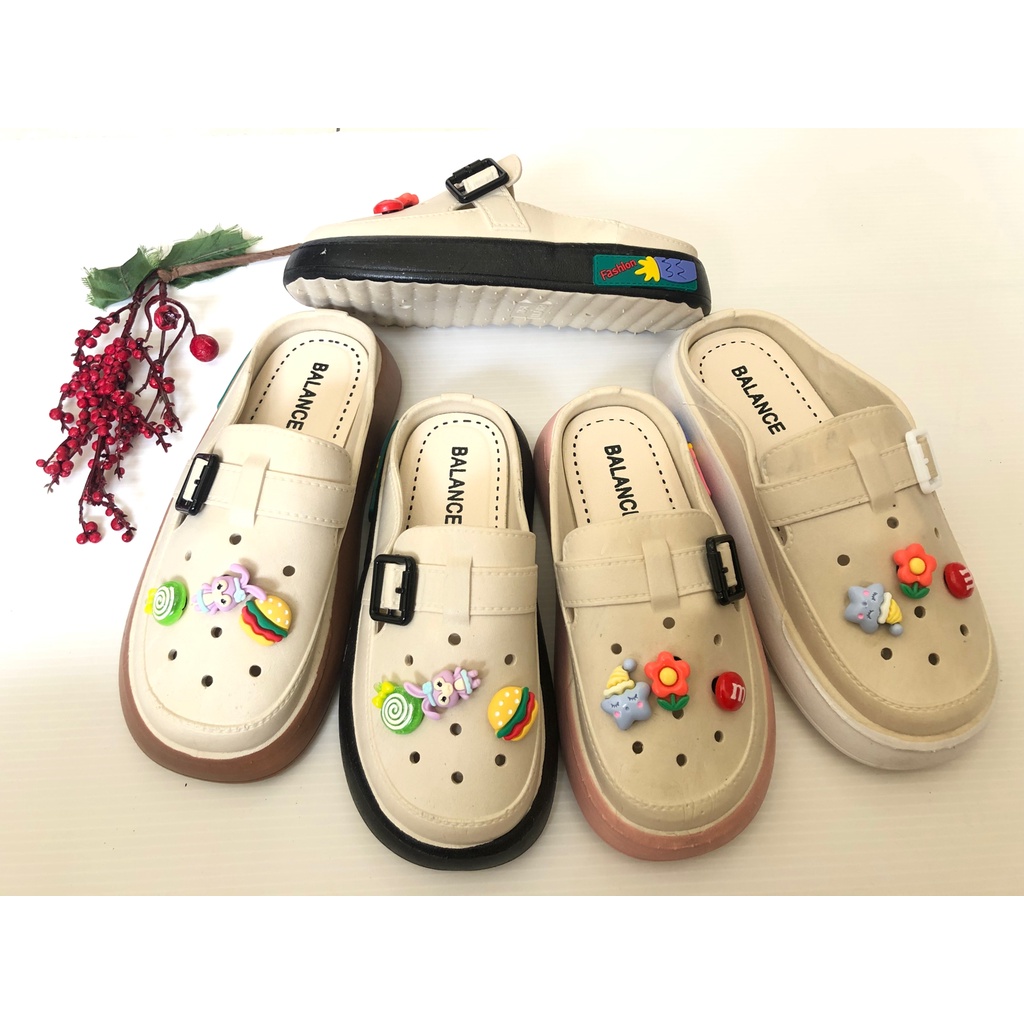 Sepatu Sandal Slop Anak Perempuan Cewek Jibbitz Import Jelly Balance LLJ-039