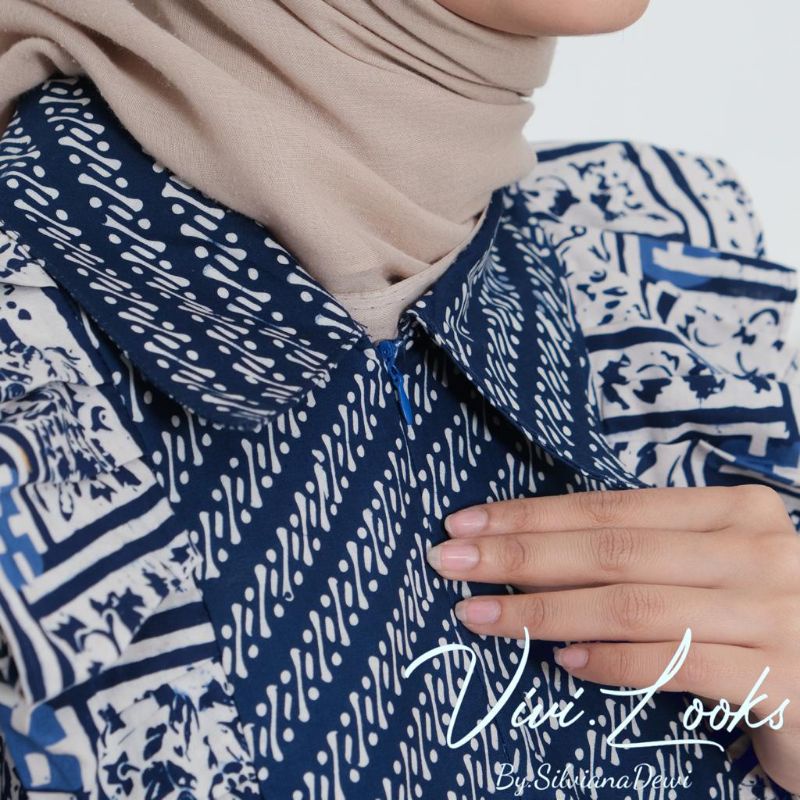 VIVILOOKS-BLUS BATIK CAP PREMIUM MODERN ALISHA ||READY STOCK|| ATASAN KERJA || M-L-XL-XXL