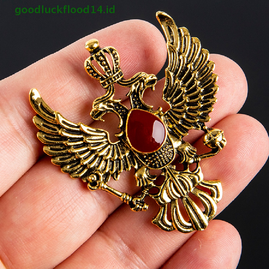 [GOOGFOUR] Retro Wing Metal Pin Vintage Eagle Badge Bros Mahkota Kerah Pin Pria Aksesori [TOP]