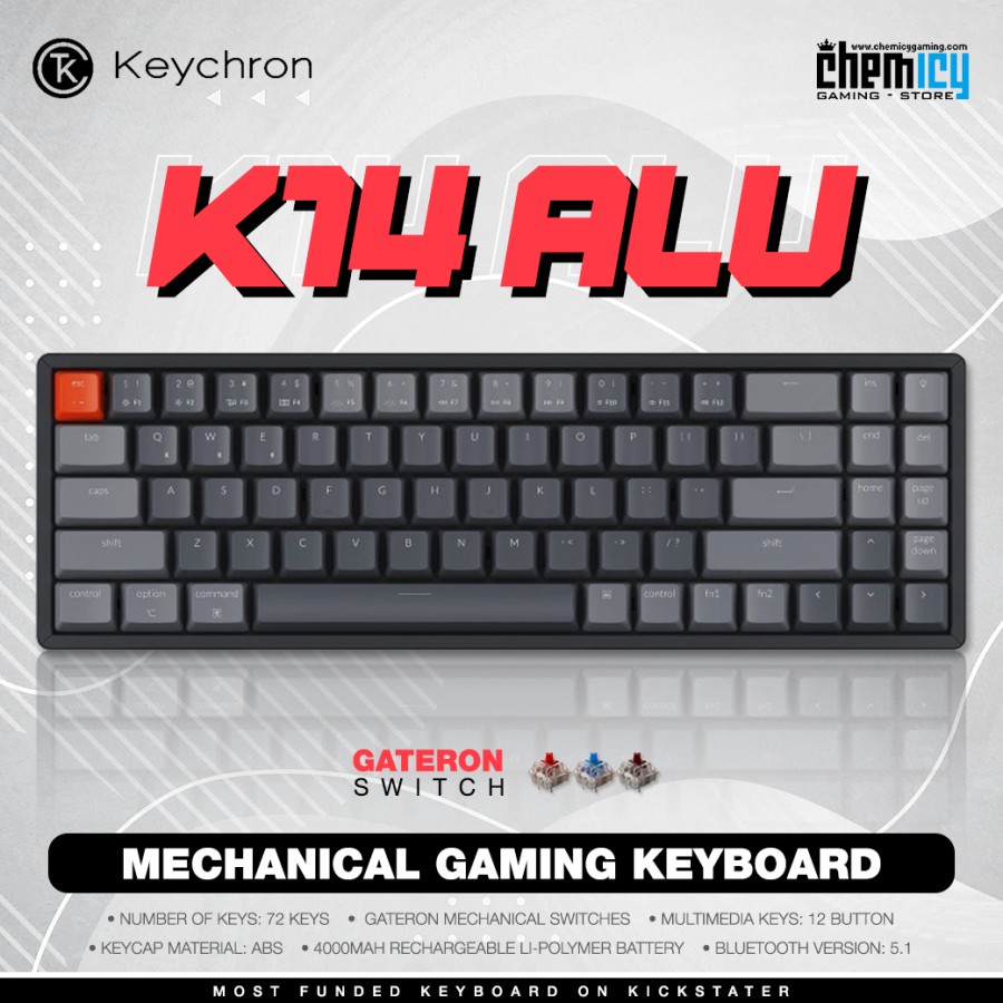 Keychron K14 RGB Hotswap Aluminum Wireless Mechanical Gaming Keyboard