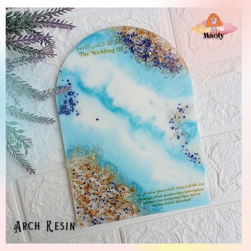 Arch Resin Kubah Oval Tetes Air Kotak Custom Aksesoris Mahar Seserahan Akrilik Plaque Plakat Stand Nama Meja Bussiness Sign Plakat