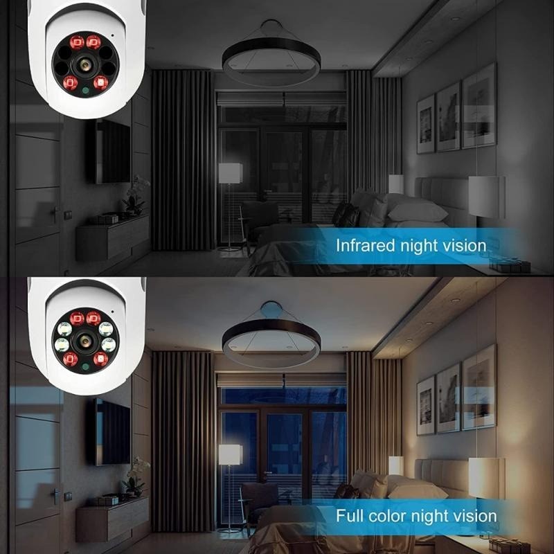 【COD】IP Kamera Cctv/CCTV Kamera Wireless/Kamera Cctv Wifi Lampu/E27 Bolam Kamera HD 1080P Night Vision 360° Rotasi Kamera Keamanan Rumah Tangga WiFi