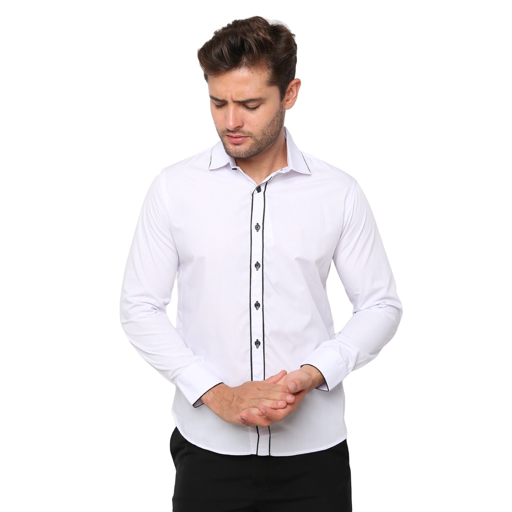 Slim Fit Shirts For Men Katun Coklat LNG 1430