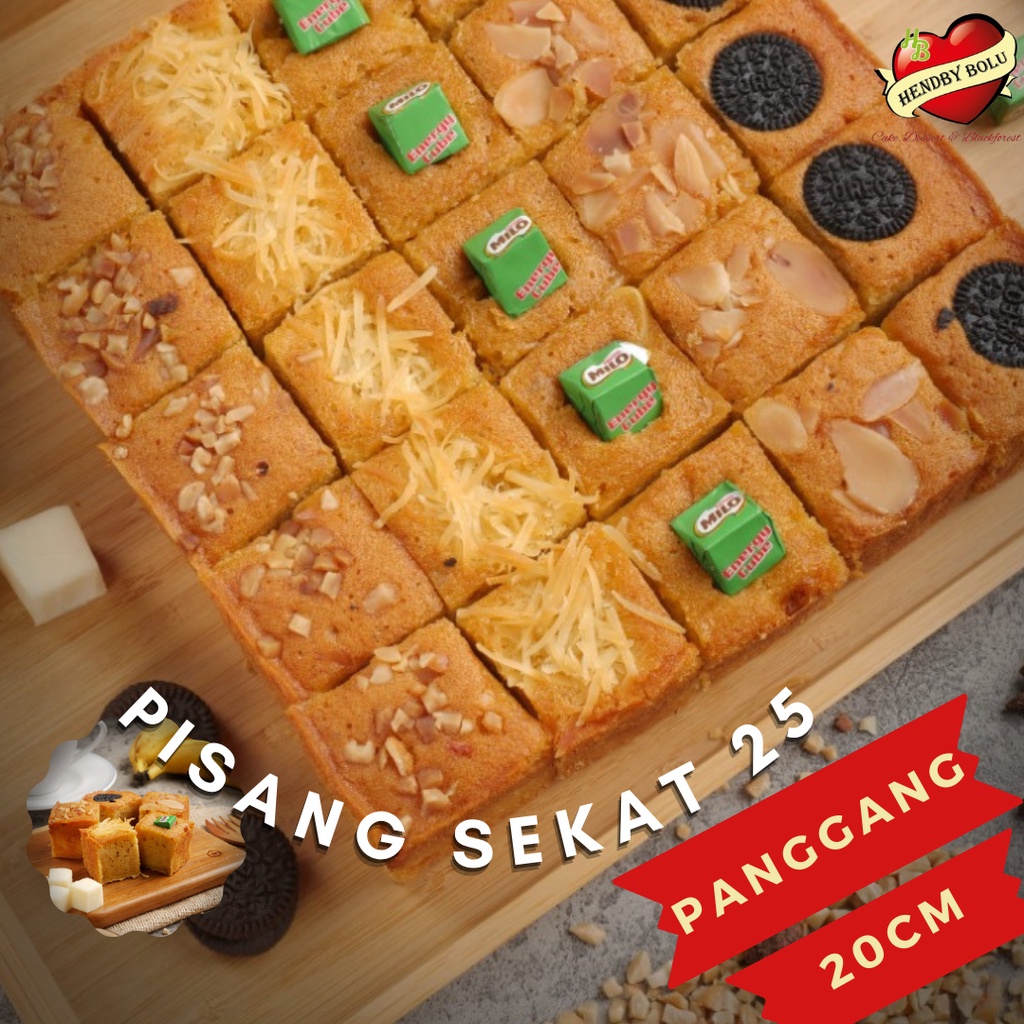 

(PO) Kue Bolu Pisang Sekat Kacang Almond Oreo Keju 25Pcs