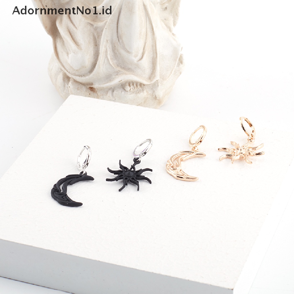 [AdornmentNo1] Sun Moon Menjuntai Earring Asimetris Anting Abstrak Untuk Wanita Fashion Perhiasan [ID]