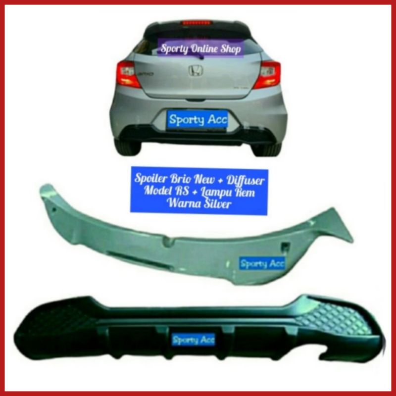 Paket Spoiler Sayap Mobil Brio 2018up Model RS + Diffuser