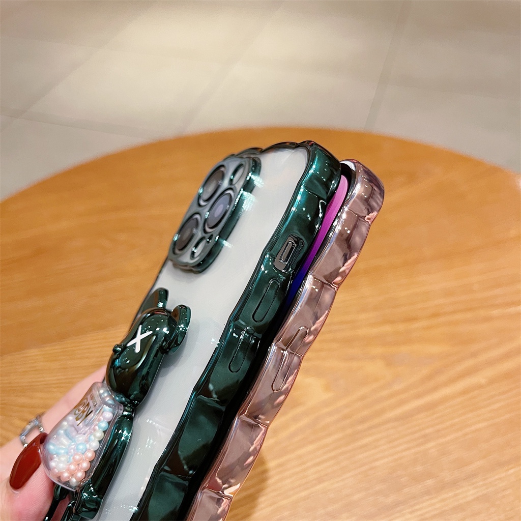 360 Derajat Stylish Kartun° Soft case Pelindung Desain Beruang 3D Untuk iphone 14 pro max 13 12 11 pro max 14 plus