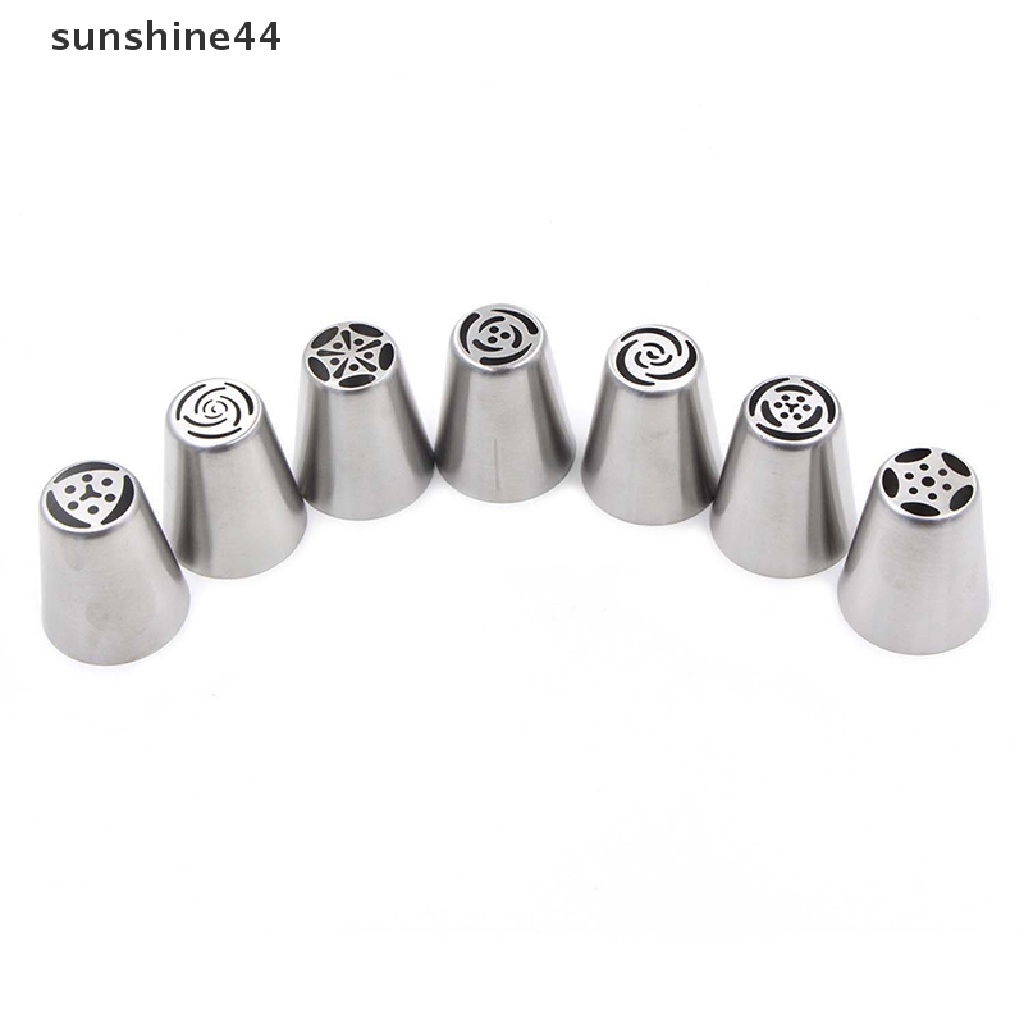 Sunshine 8Pcs/Set Stainless Steel Rusia Nozel Pastry Kue Icing Piping Nozzle Tools.