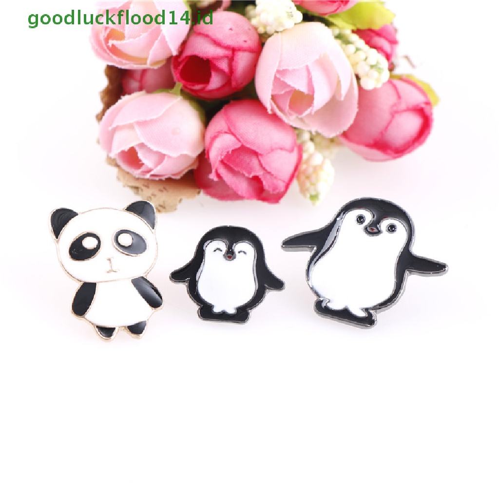 [GOOGFOUR] 1pc Kartun Lucu Enamel Pin Pinguin Panda Hewan Jaket Bros Lencana [Atasan]