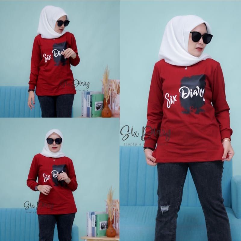 SixDiary--Atasan kaos lengan panjang wanita six diary viral