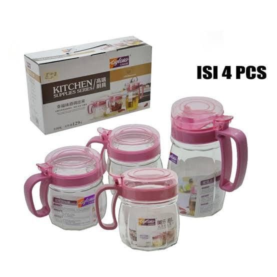 Toples Kaca Kitchen Supplies Series 4 Set Oil Pot Bahan Kaca