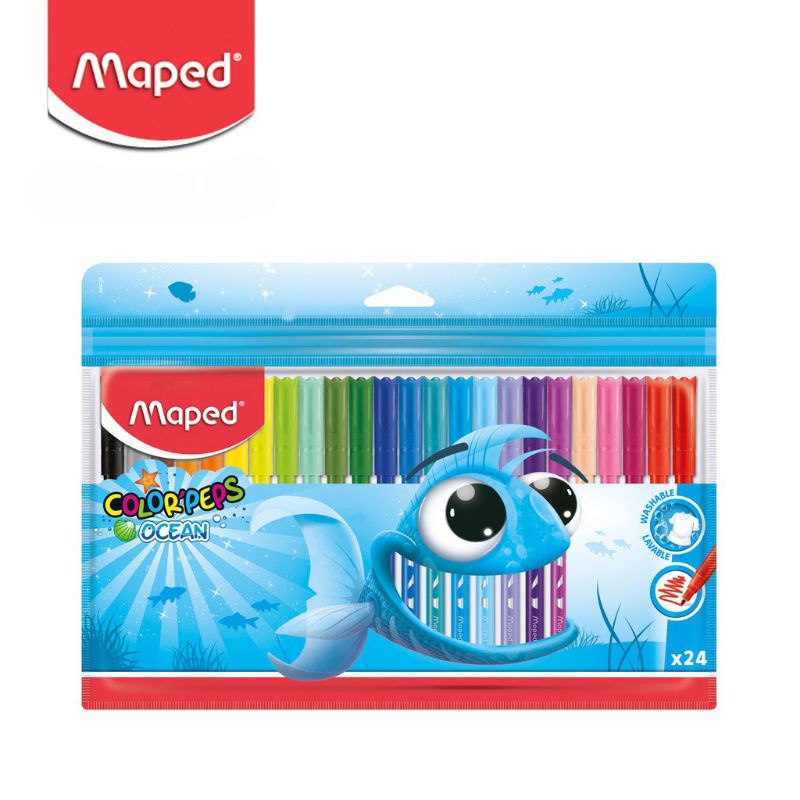 

Maped Spidol Washable Color'Peps Ocean Felt Pen Bisa Dicuci Set 12 / 18 / 24 Warna