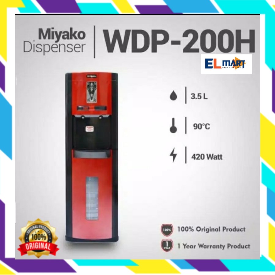 Dispenser Air Berdiri Galon Bawah HOT n NORMAL MIYAKO WDP 200 H WDP200 WDP200H Panas Normal Ekspedisi