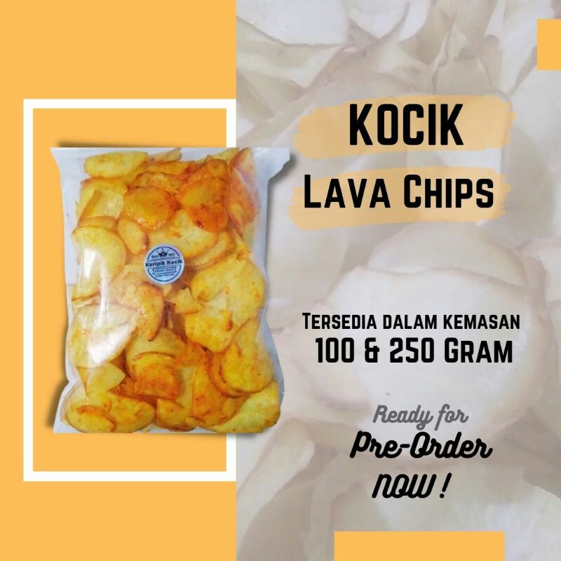 

KOCIK Lava Chips [250gr] - Keripik Singkong pedas renyah tanpa bahan pengawet