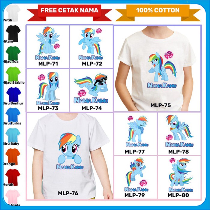 BAJU KAOS ANAK MY LITTLE PONNY BANYAK MOTIF (FREE TULISAN/NAMA) PART 1