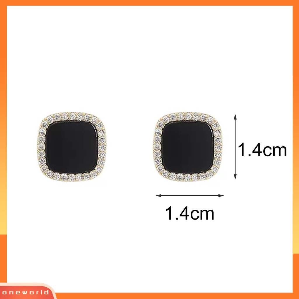 {oneworld} 1pasang Anting Stud Desain Geometri Hias Menawan Untuk Hadiah