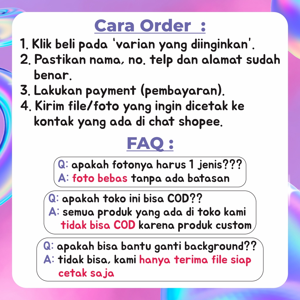 [SEHARI JADI] CETAK PAS FOTO CUSTOM HARGA PER PAKET - FOTO BEBAS SESUKA HATI