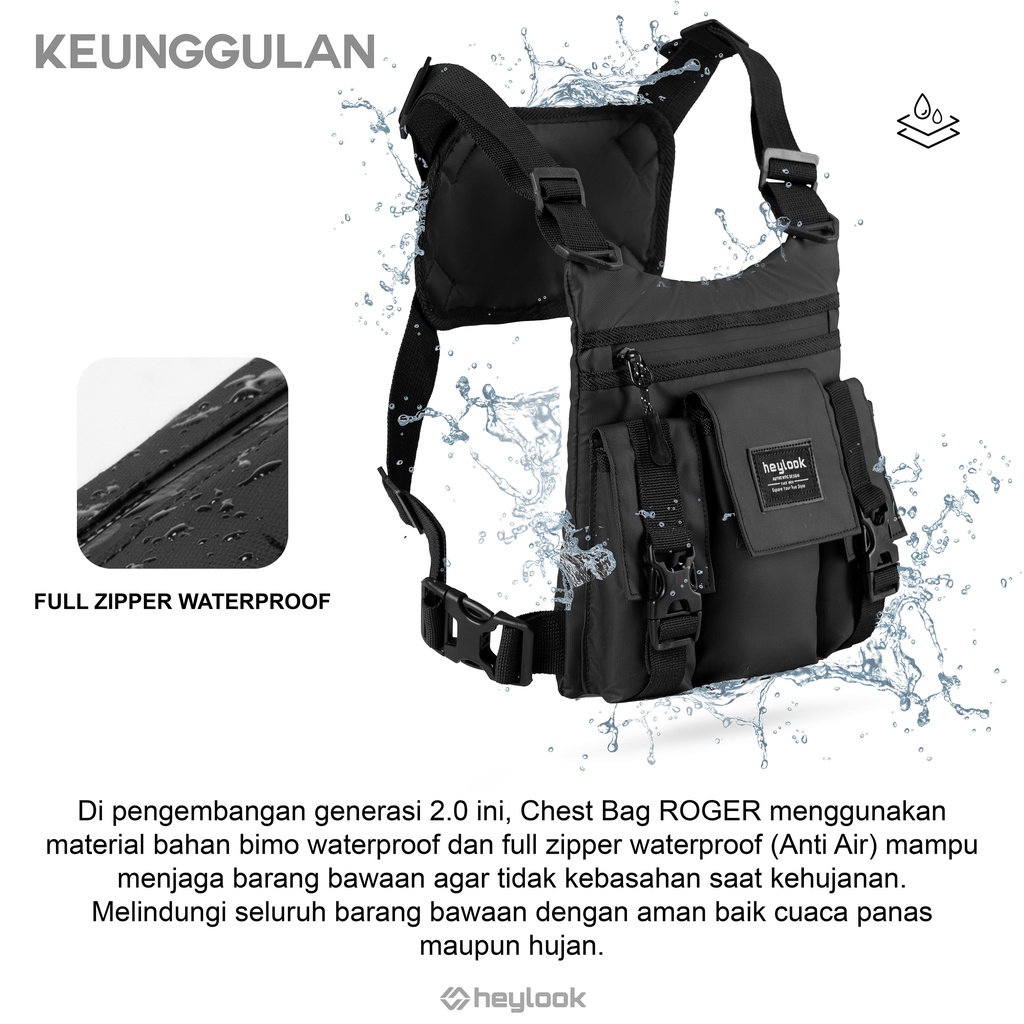 HEYLOOK Project - Chest Bag ROGER 2.0 Waterproof Anti Air Tas Dada Outdoor Tactical Rig Bag