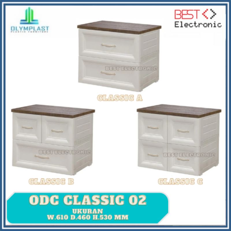 Olymplast ODC 02 C Lemari Laci Drawer Cabinet Plastik Susun 2 Tingkat Classic