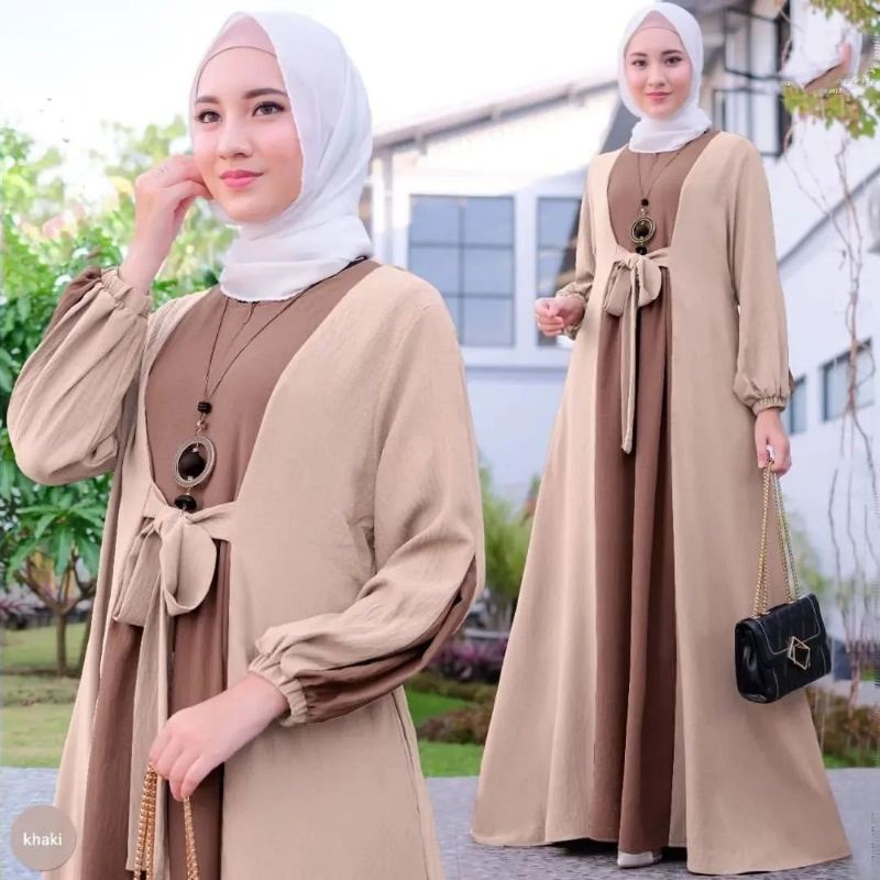 Gamis Cringkle Polos Terbaru 2023 Gamis Wanita Remaja Kekinian Busui Ukuran Jumbo S M L XL