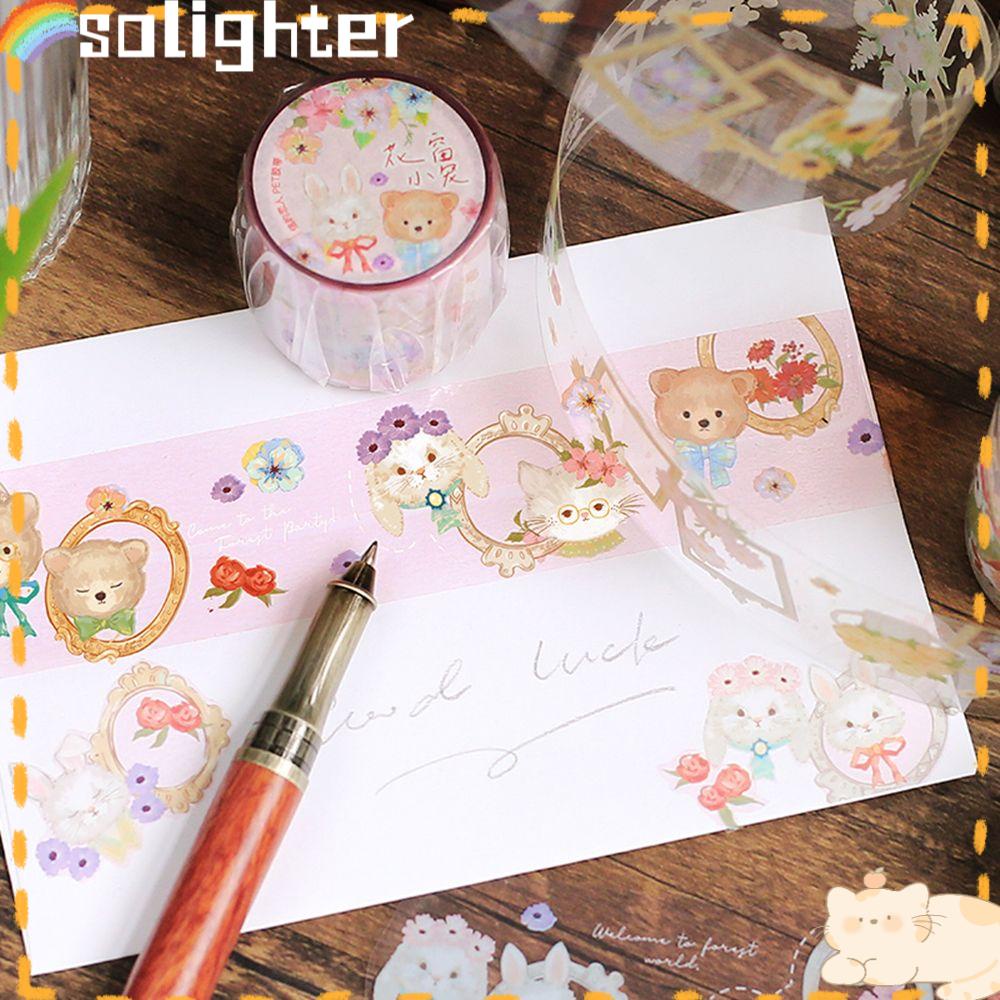 Solighter Masking Tape Lucu Alat Tulis Hewan Tahan Air Perekat Diri Jurnal Stiker