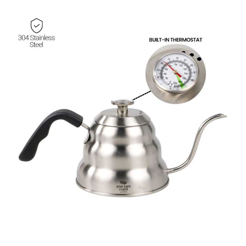 One Two Cups Coffee Maker Pot Drip Teko Kopi 960ml with Thermometer - LZP-8003