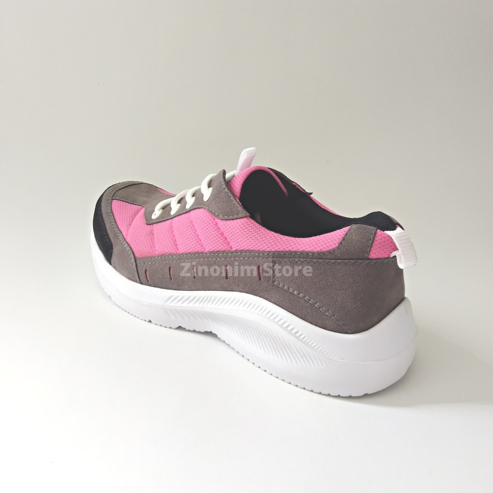 Sepatu Wanita Sneakers Safety Shoes Sporty Abu Pink