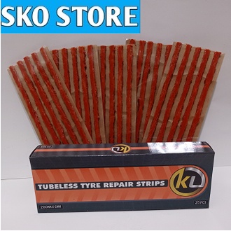 1box KLO Strips (isi 5lbr=25bj) Refill Karet ban tubles/karet tambal ban tubles/cacing ban tubles  panjang 20 cm