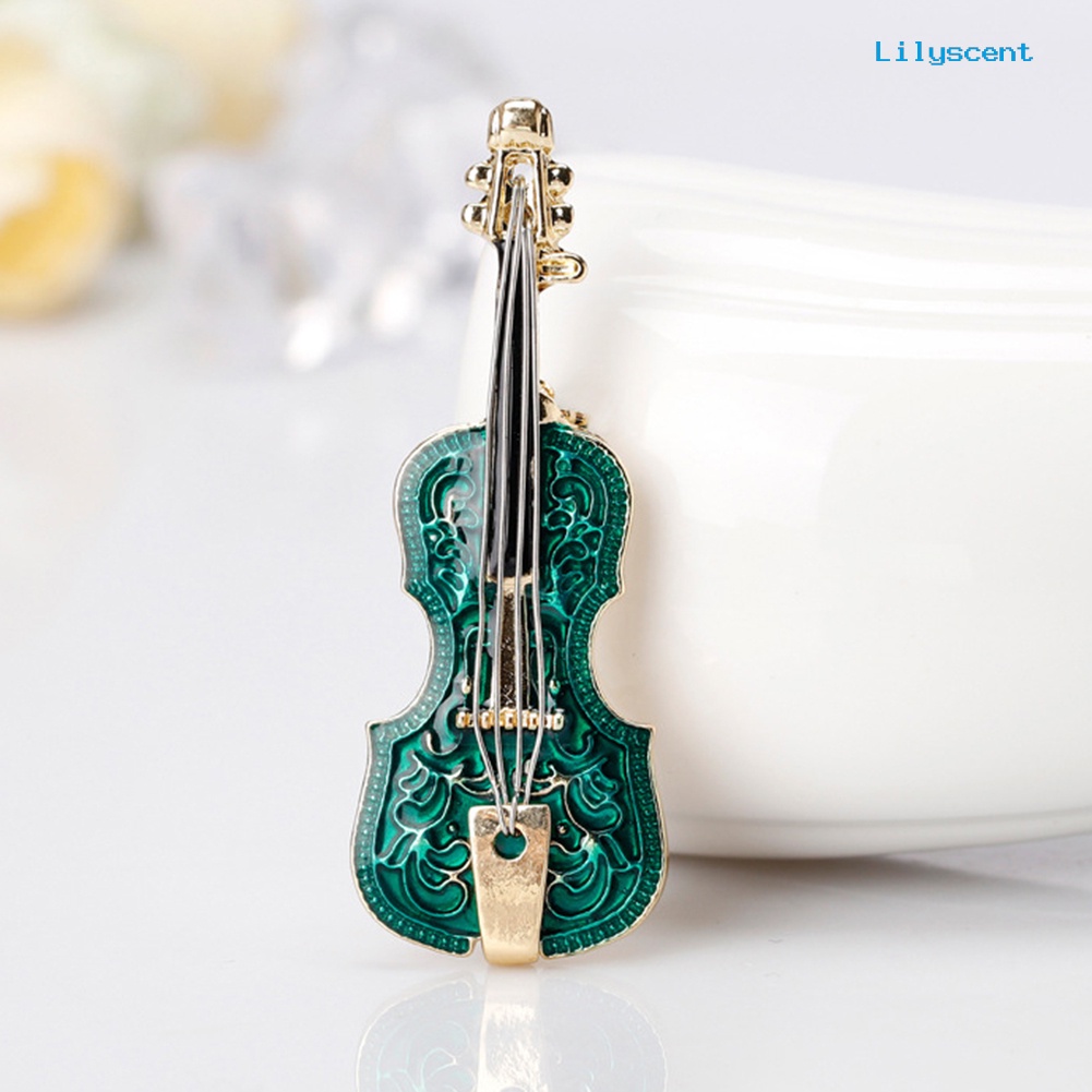 [LS] Unisex Violin Bentuk Enamel Instrumen Bros Pin Korsase Jas Lapel Dekorasi