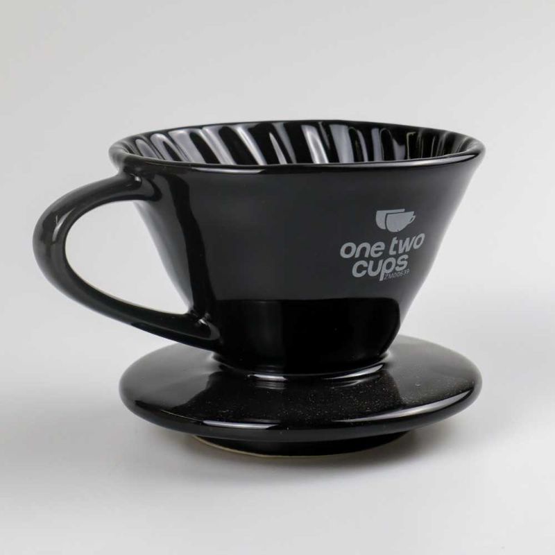 One Two Cups Filter Penyaring Kopi V60 Glass Coffee Filter Dripper - ZM00639 Hitam 1-2 Cups