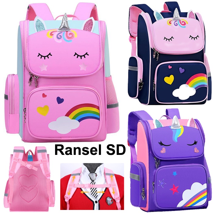 Tas Ransel Anak Sekolah SD Perempuan Panda ukuran Besar Dan Luas 16&quot; Karakter Kuda PONY Kanvas IMPORT