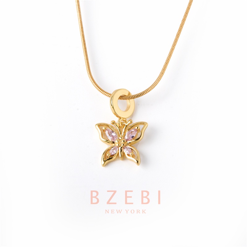 Bzebi Kalung Emas 18k, Kalung Baja Titanium, Kalung Liontin Berlian, Anti Karat, Aksesoris Fashion Wanita, Perhiasan Gaya Korea Hadiah Ulang Tahun Dengan Kotak Eksklusif 1117n