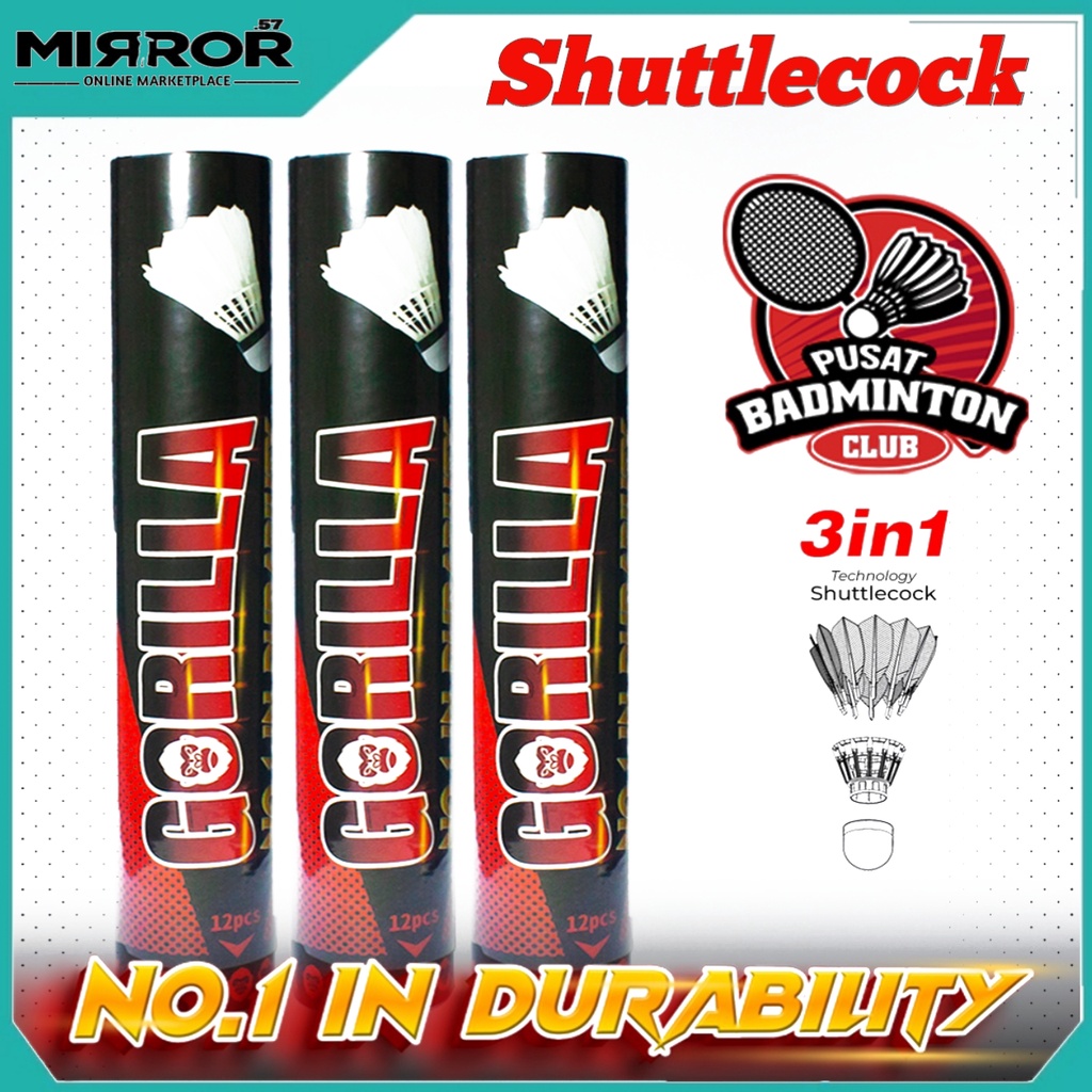 Shuttlecock Badminton / Bola Kok Badminton / Kok Bulu Tangkis 3 in 1 Speed 78 Premium High Quality Isi 12 - Gorilla