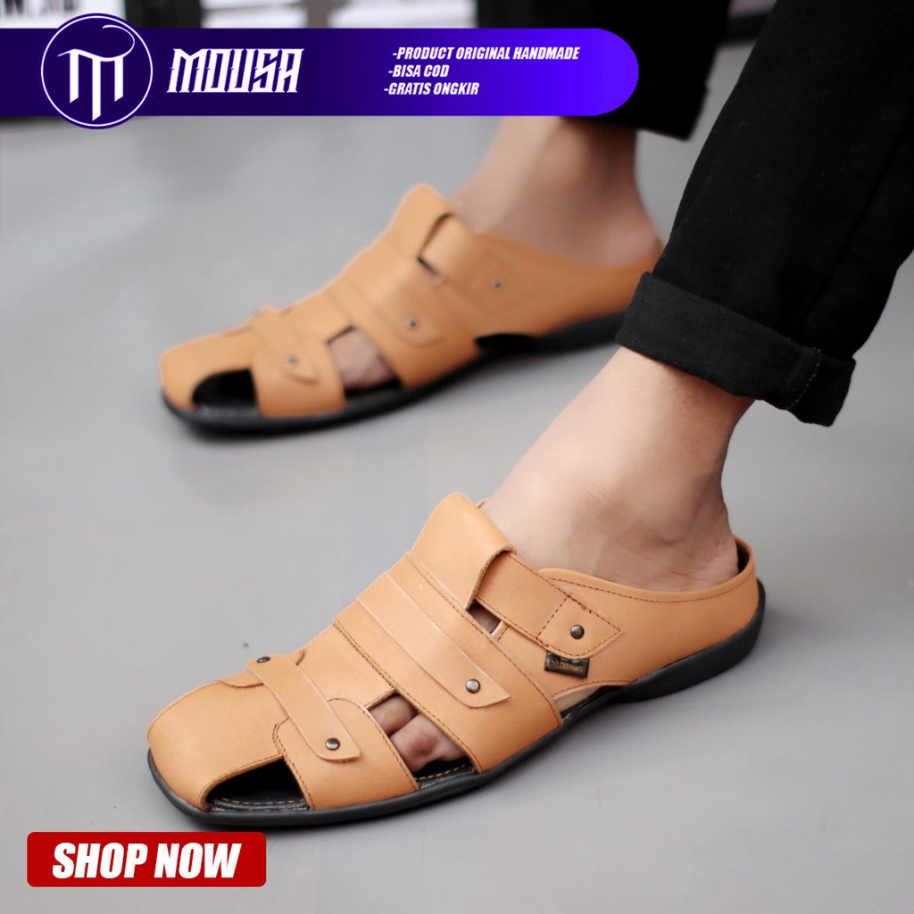 Sandal Slop Pria Kulit Asli Mousa Hago