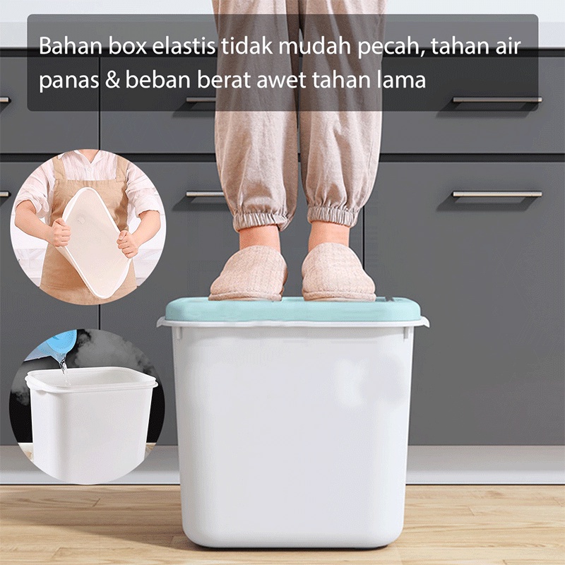 Tempat Beras Kotak Penyimpanan Kacang Tepung Makanan Rice Box Storage Bisa Didorong dengan Roda 5kg, 7,5kg &amp; 10kg