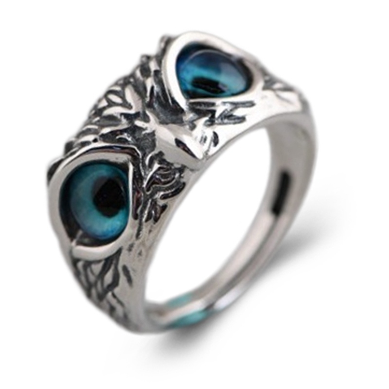 Cincin Mata Burung Hantu Setan Untuk Wanita Gadis Pecinta Retro Hewan925 Sterling Silver Rings