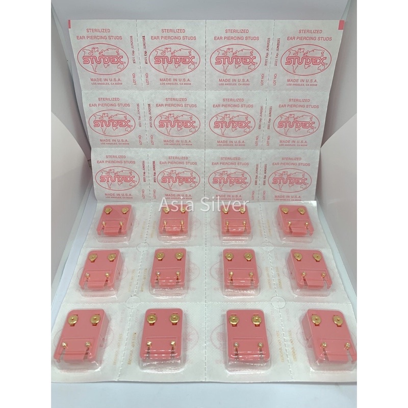 Anting Studex Tindik Bayi & Dewasa Gold dan Silver Ukuran Mini Mata Putih Asli USA Per Pcs - Anting
