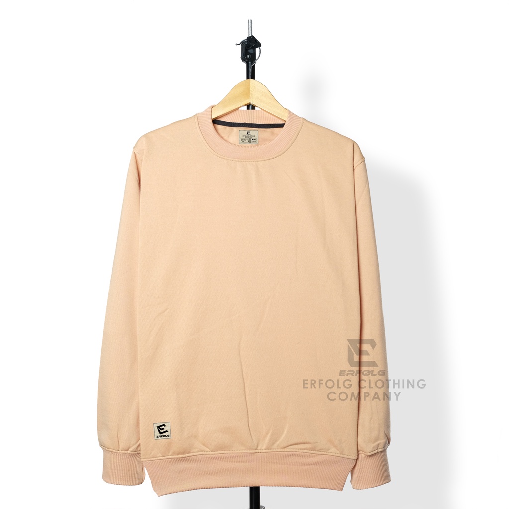 Sweater Polos Crewneck Pria Wanita Oversize Warna Light Cream White Black Suwiter Couple Pasangan Basic Polosan Switer Distro Original Erfolg Clothing Brand Lokal Bandung