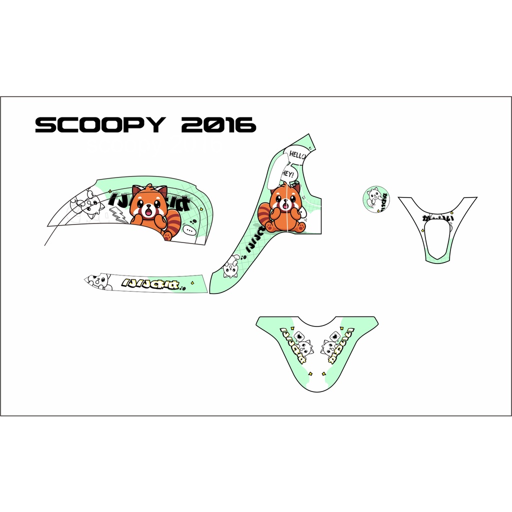 Decal Scoopy Red Panda 2016 Lucu