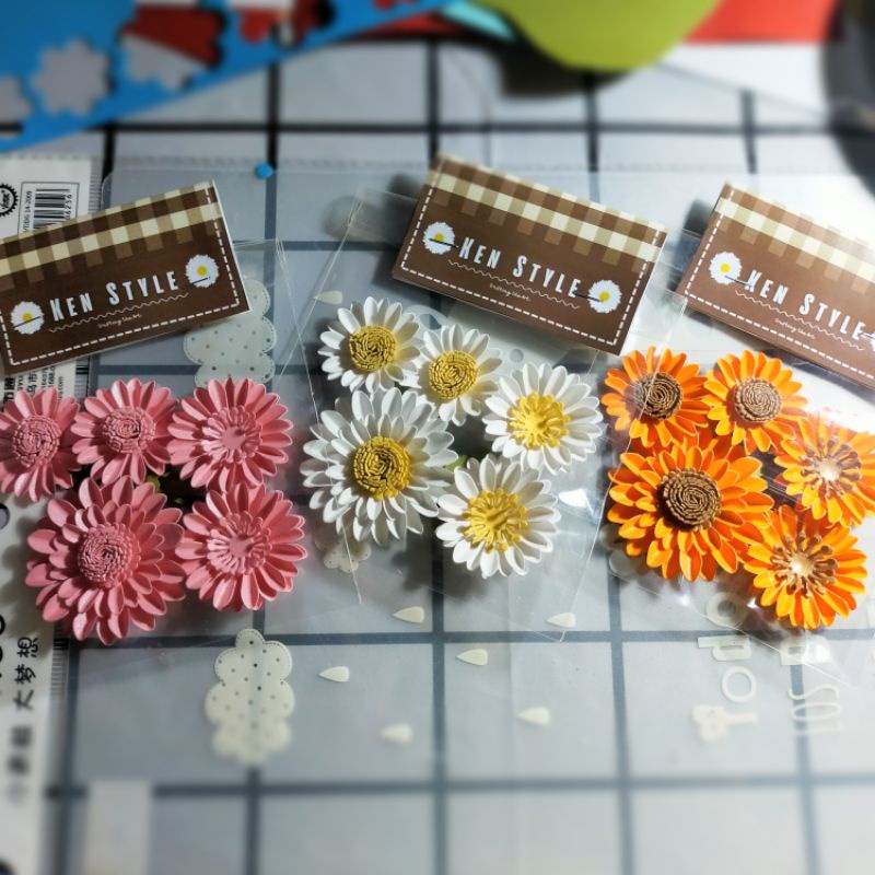 

Bunga Daisy Paper Flower untuk Scrapbook / Mahar / Journal / Craft