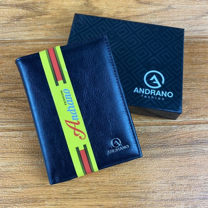 ANDRANO DOMPET PRIA KULIT SINTETIS DOMPET PRIA LIPAT BERDIRI LOGO DOMPET PRIA KULIT PU DOMPET PRIA BERDIRI TIPIS