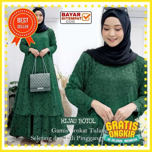 Kanifa Aku Karissa Dress Mix Outer Crop Top Kekinian Gamis Kasual Remaja Wanita Ibu Ibu Update Masa 