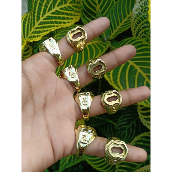 ring akik terompah / ring batu akik model terompah emas gold plate