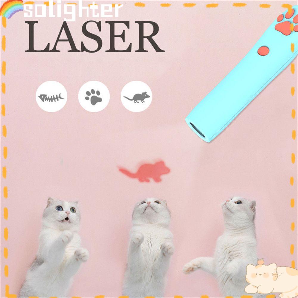 Solighter Mainan Kucing Pelatihan Lucu Interaktif Infrared LED Pattern puzzle Proyeksi pen Laser Tongkat Kucing Lucu