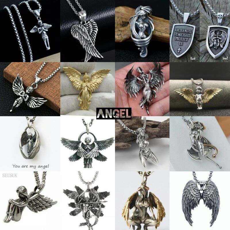 Kalung pria wanita tengkorak punk style men women necklace angel series